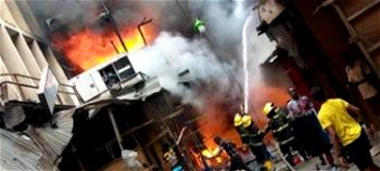 Six shopping plazas destroyed in Balogun market fire outbreak