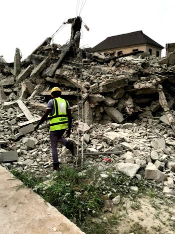 Video, Photos: One trapped as uncompleted 3-storey building collapses in Lagos
