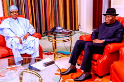 Buhari meets Jonathan meet in Aso Rock