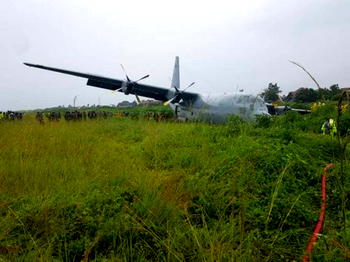 South African military plane catches fire in DR Congo, no casualties