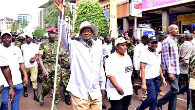 Uganda president sets off on six-day march through jungle