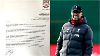 Klopp writes to ‘cheeky’ Man Utd fan who wants Liverpool to lose