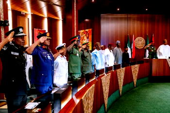 BREAKING: Buhari, Service Chiefs, Kyari meet in Aso Rock
