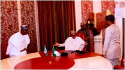 EndSARS: Buhari meets Lawan, Gbajabiamila over protests