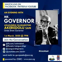 #AskAketi: Akeredolu to Answer Questions from Ondo people on live TV today