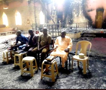 Boko Haram attack: Elders hold service in burnt church
