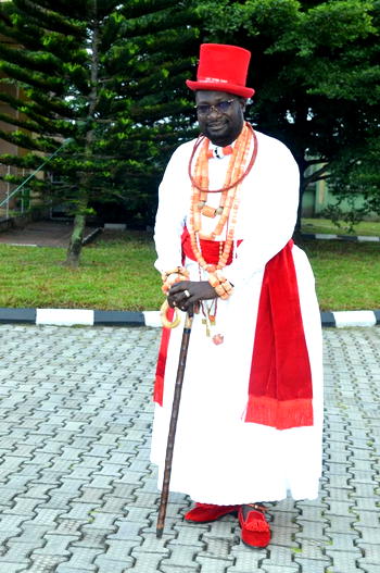 Omo-Agege greets chief Emami at 45