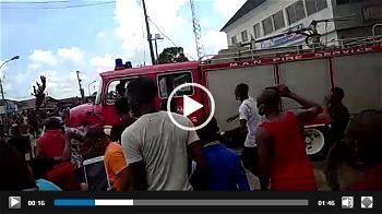 VIDEO: Moment firefighter truck arrives NNPC fire scene at Ogba, Lagos
