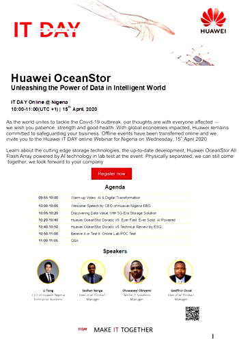 IT Day Online @ Nigeria: Huawei OceanStor Unleashing the Power of Data in Intelligent World