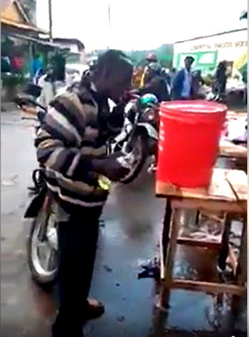 Video: Shocker! Man washes mouth with hand sanitizer
