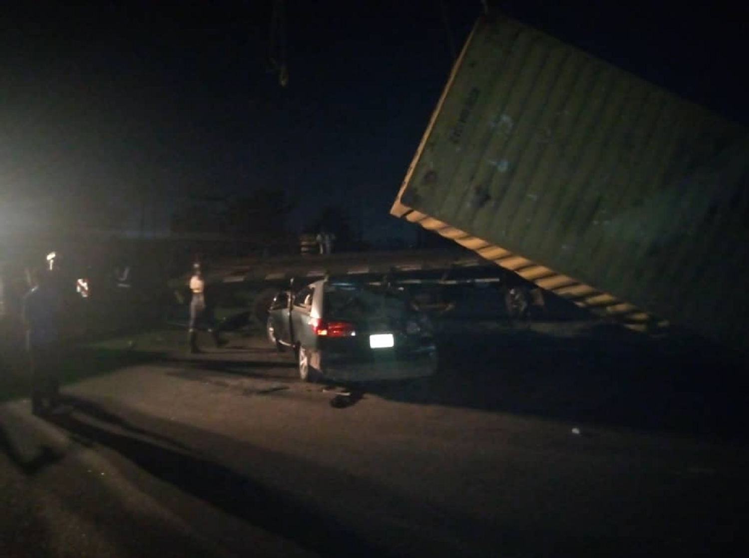 Fallen container laden truck kills one in multiple auto-crash in Lagos