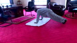VIDEO: Uganda’s 75-year-old president workout with push-ups indoor