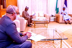 PHOTOS: PTF on COVID-19 briefs Buhari on journey so far