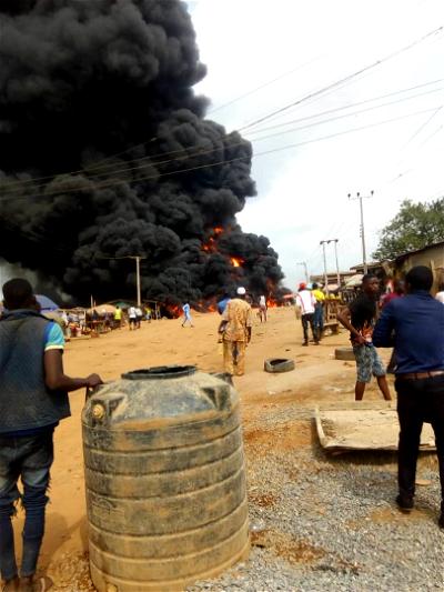 BREAKING: One reportedly killed as fire razes Moniya motor park