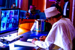 PHOTOS: Buhari holds virtual meeting with some Governors led by Fayemi
