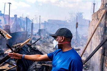 Ogbogonogo market fire: Okowa visits scene, commiserates with victims