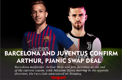 Barcelona and Juventus confirm Arthur, Pjanic swap deal