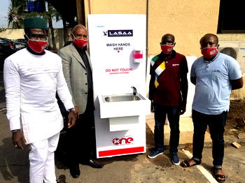 Covid-19: X-ONE Media donates Snowmill Automatic hand wash booth to LASAA