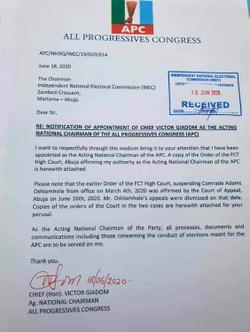 APC Crisis: Transact business with me as Ag National Chairman, Giadom tells INEC