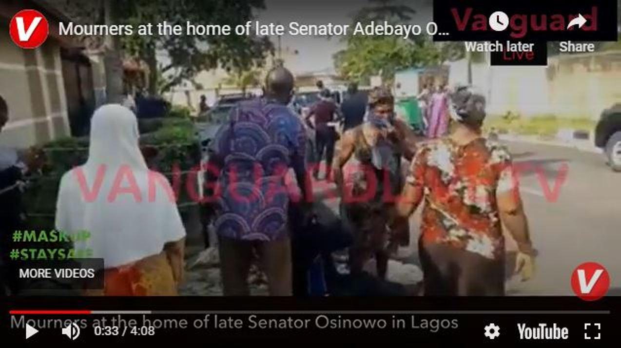 VIDEO: Mourners at home of late Senator Adebayo Osinowo