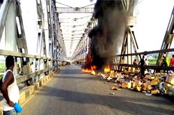 How truck caught fire on Onitsha Niger Bridge