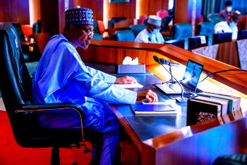 PHOTOS: Buhari participates at Virtual Meeting of Extraordinary Session of Authority of ECOWAS