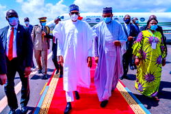 Photos of Buhari wearing face mask as he visits Mali for Peace Mission