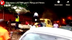 VIDEO: Fire guts 10 cars, truck in LASTMA’s office