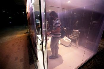 Transparent public toilets installed in Tokyo, go opaque when door closed