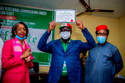 Obaseki receives Certificate of Return, extends olive branch to Oshiomhole, Ize-Iyamu, APC