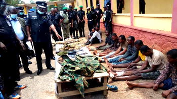Police parade 7 fake soldiers, 2 others for robbery, rape