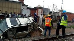 VIDEO: Watch moment Train runs into Van in Lagos