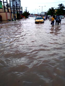 VISUALS: Flood takes over Ogba after downpour
