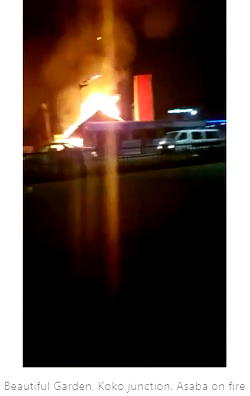 BREAKING: Beautiful Garden, Koko Junction, Asaba on fire