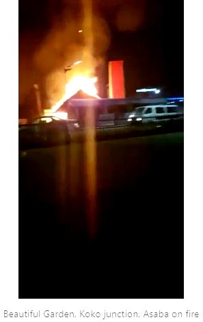 BREAKING: Beautiful Garden, Koko Junction, Asaba on fire