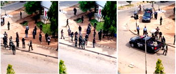 VIDEO, PHOTOs: Police gunshots scare vandals from looting palliatives store in Abuja
