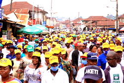 Mega solidarity walk for Akeredolu’s re-election in Ondo ahead of Saturday poll