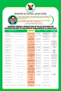 Police brutality: Lagos govt releases list of ongoing criminal prosecution of erring officers 