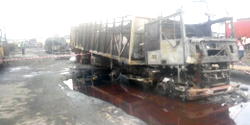 Four vehicles burnt in fuel tanker explosion at Mile-2