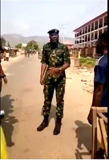 Video: Nigerian soldier begs youths to stop vandalizing NYSC Camp