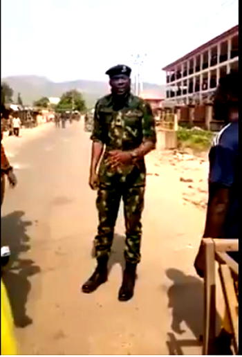 Video: Nigerian soldier begs youths to stop vandalizing NYSC Camp