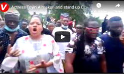 VIDEO: Toyin Aimakun, stand up Comedian Laff-up join #EndSars protest in Ibadan