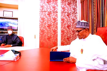 Happening Now: Buhari in a closed-door meeting with Zulum