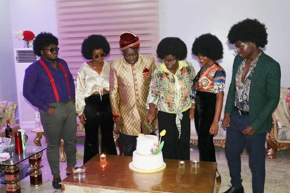 Ikpeazu's wife, children mark surprise 29th wedding anniversary with 'old school attires'