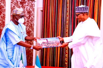 PHOTOS: President Buhari receives Gov Sanwo-olu at State House