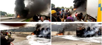 VIDEO, PHOTOS: Fire guts tanker in Lagos
