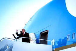 Trump leaves with snub to Biden; vows to be back