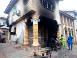 Photos, Video: Fire guts Sunday Igboho’s house in Ibadan