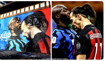 Lukaku, Ibrahimovic clash turned into mural outside San Siro ahead of Milan derby