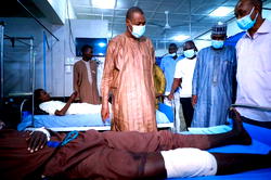Zulum visits hospitals, confirms 10 dead, 47 injured after Boko Haram’s RPG hit Maiduguri